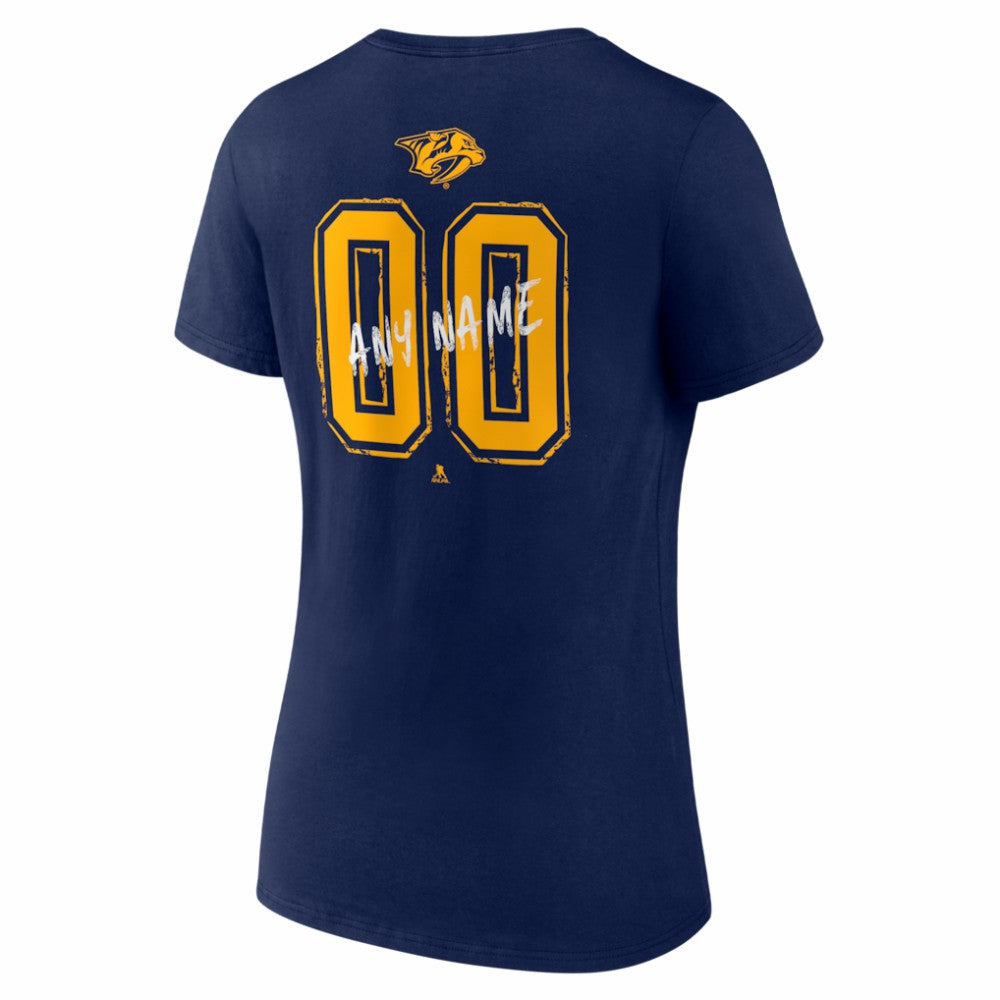 Nashville Predators Women's Hustle Personalized Name & Number V-Neck T-Shirt - Navy - NHL 203921065