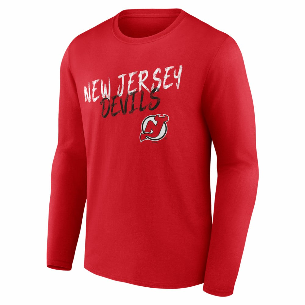 New Jersey Devils Hustle Personalized Name & Number Long Sleeve T-Shirt - Red - NHL 203921067