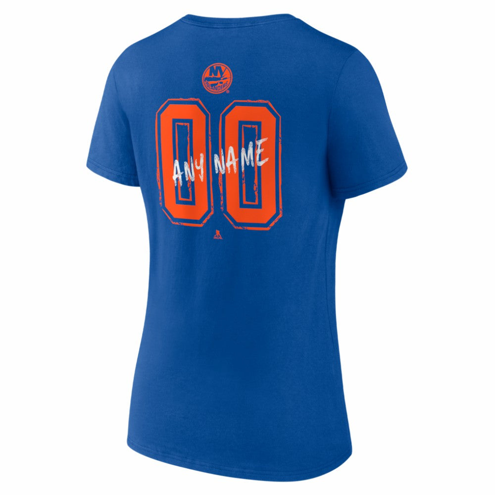 New York Islanders Women's Hustle Personalized Name & Number V-Neck T-Shirt - Royal - NHL 203921075