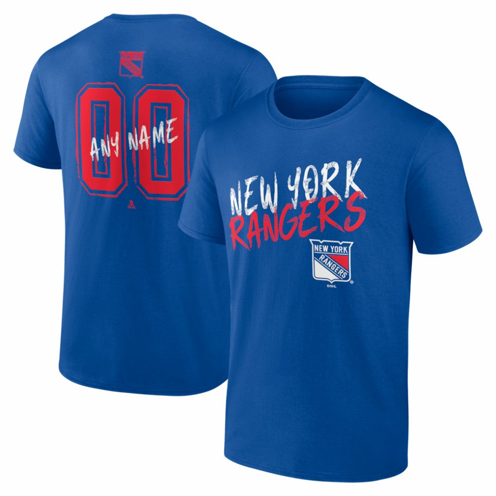 New York Rangers Big & Tall Hustle Personalized Name & Number T-Shirt - Blue - NHL 203921076