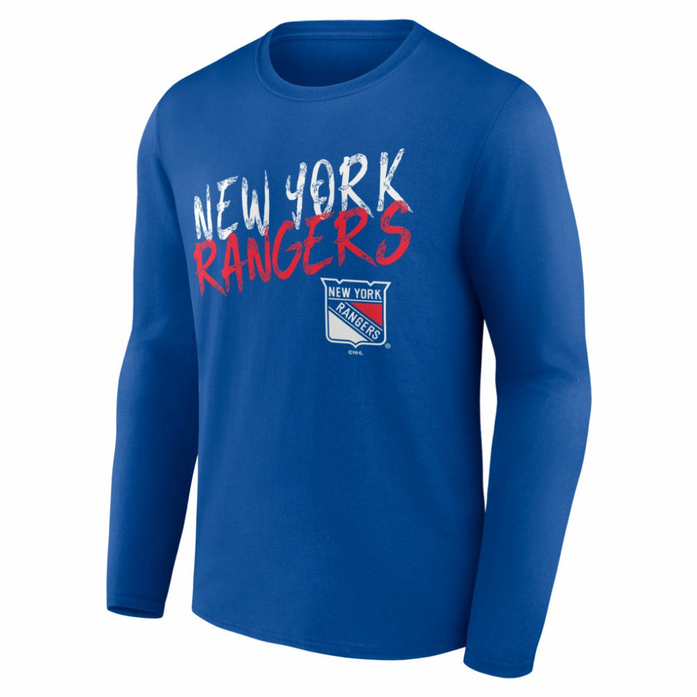 New York Rangers Hustle Personalized Name & Number Long Sleeve T-Shirt - Blue - NHL 203921077