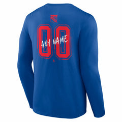 New York Rangers Hustle Personalized Name & Number Long Sleeve T-Shirt - Blue - NHL 203921077