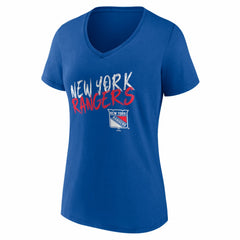 New York Rangers Women's Hustle Personalized Name & Number V-Neck T-Shirt - Blue - NHL 203921079