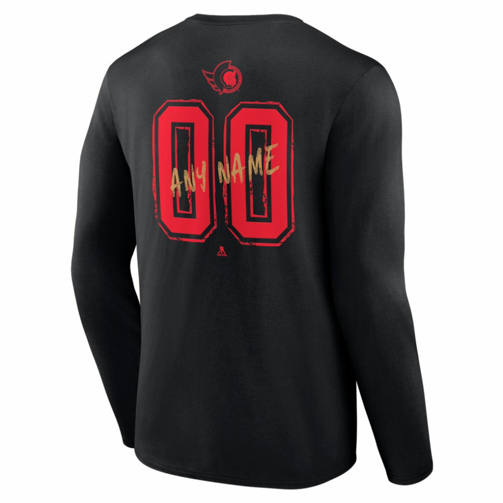 Ottawa Senators Hustle Personalized Name & Number Long Sleeve T-Shirt - Black - NHL 203921082