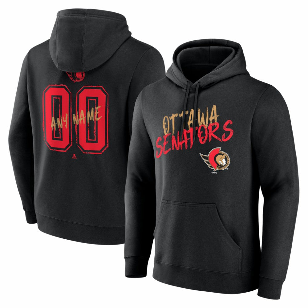 Ottawa Senators Hustle Personalized Name & Number Hoodie - Black - NHL 203921083