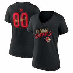 Ottawa Senators Women's Hustle Personalized Name & Number V-Neck T-Shirt - Black - NHL 203921085