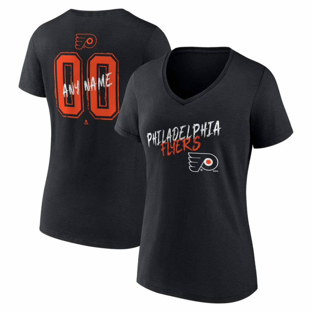 Philadelphia Flyers Women's Hustle Personalized Name & Number V-Neck T-Shirt - Black - NHL 203921091