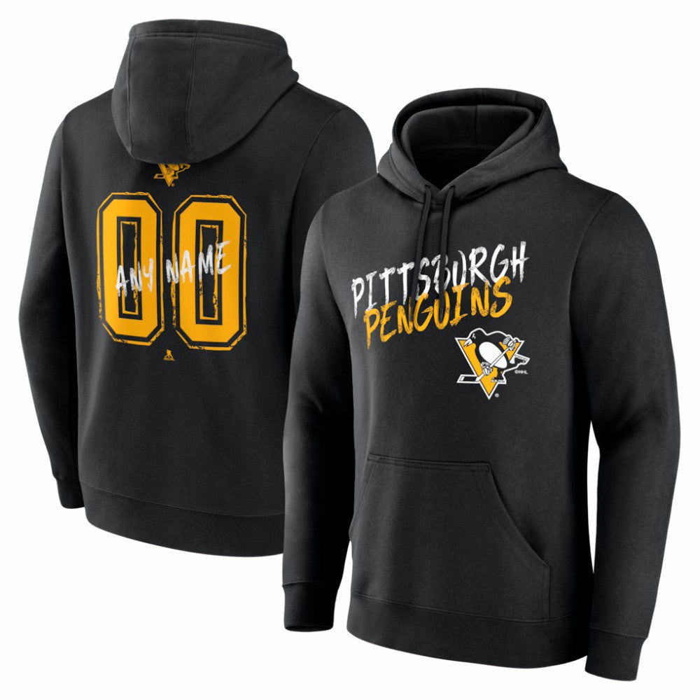 Pittsburgh Penguins Big & Tall Hustle Personalized Name & Number Hoodie - Black - NHL 203921092