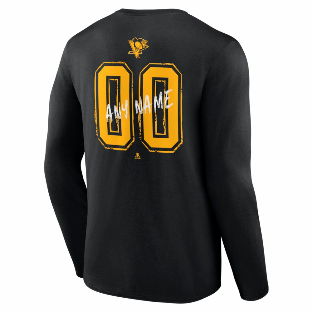 Pittsburgh Penguins Hustle Personalized Name & Number Long Sleeve T-Shirt - Black - NHL 203921094