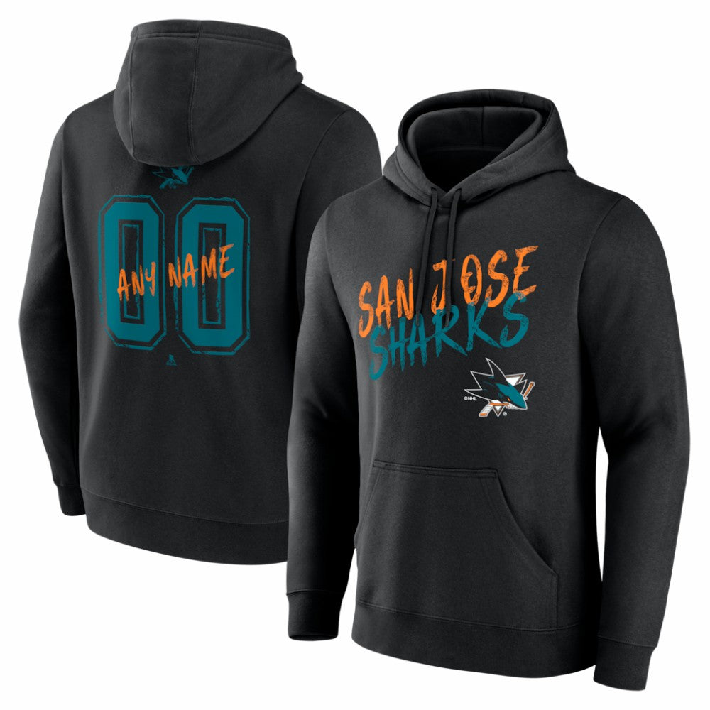 San Jose Sharks Big & Tall Hustle Personalized Name & Number Hoodie - Black - NHL 203921098