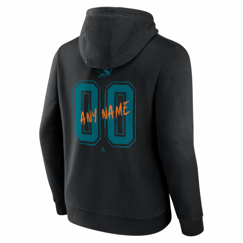 San Jose Sharks Big & Tall Hustle Personalized Name & Number Hoodie - Black - NHL 203921098