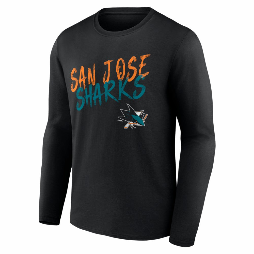 San Jose Sharks Hustle Personalized Name & Number Long Sleeve T-Shirt - Black - NHL 203921100