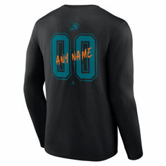 San Jose Sharks Hustle Personalized Name & Number Long Sleeve T-Shirt - Black - NHL 203921100