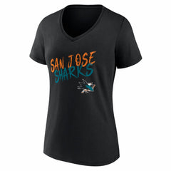 San Jose Sharks Women's Hustle Personalized Name & Number V-Neck T-Shirt - Black - NHL 203921103