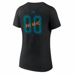 San Jose Sharks Women's Hustle Personalized Name & Number V-Neck T-Shirt - Black - NHL 203921103
