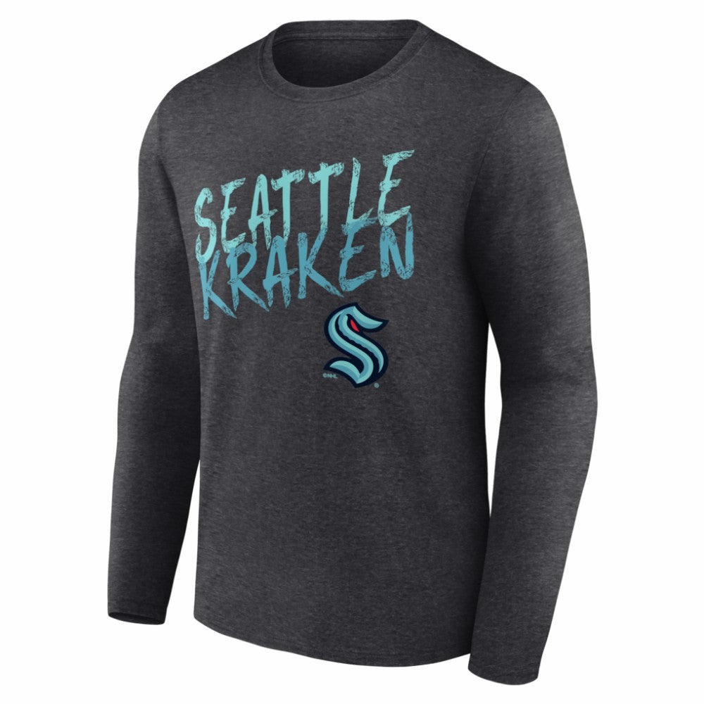 Seattle Kraken Hustle Personalized Name & Number Long Sleeve T-Shirt - Charcoal - NHL 203921105