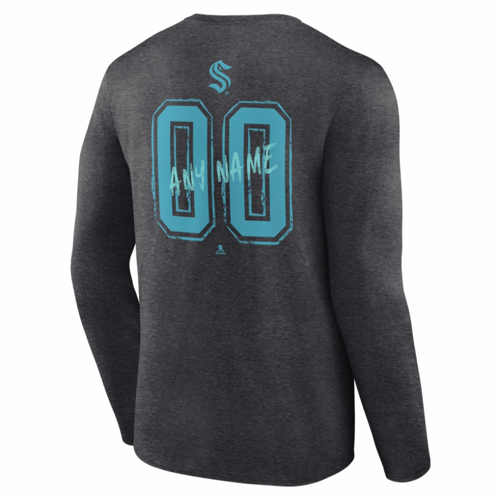 Seattle Kraken Hustle Personalized Name & Number Long Sleeve T-Shirt - Charcoal - NHL 203921105