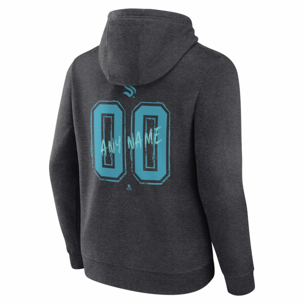 Seattle Kraken Hustle Personalized Name & Number Hoodie - Charcoal - NHL 203921106