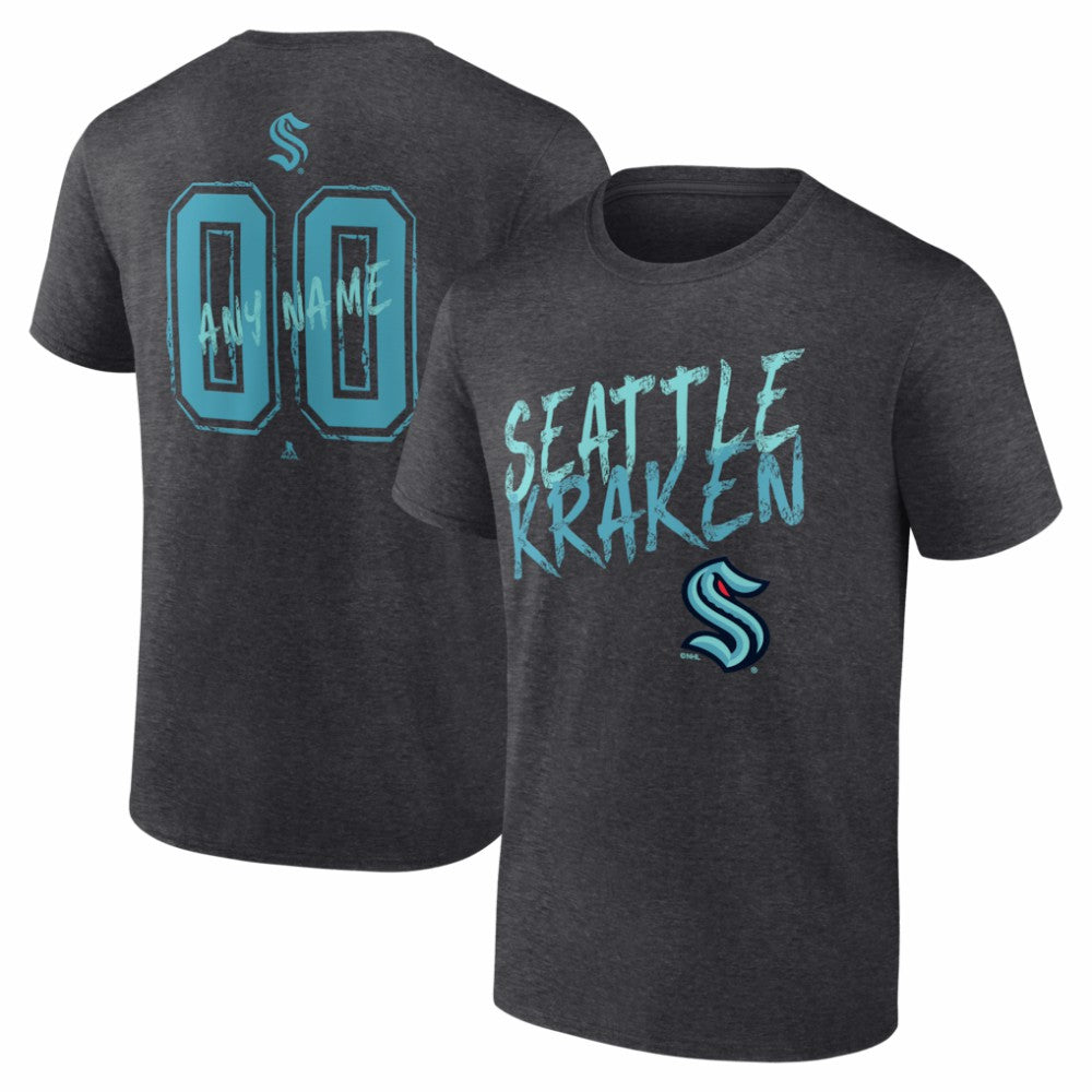 Seattle Kraken Hustle Personalized Name & Number T-Shirt - Charcoal - NHL 203921107