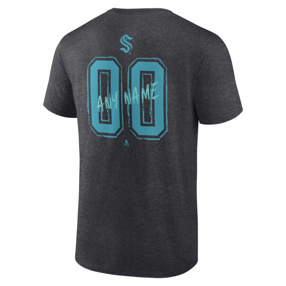 Seattle Kraken Hustle Personalized Name & Number T-Shirt - Charcoal - NHL 203921107