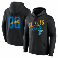 St. Louis Blues Big & Tall Hustle Personalized Name & Number Hoodie - Black - NHL 203921109