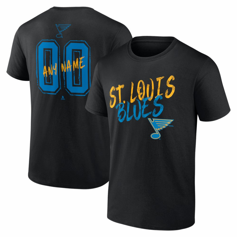 St. Louis Blues Big & Tall Hustle Personalized Name & Number T-Shirt - Black - NHL 203921110
