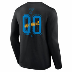 St. Louis Blues Hustle Personalized Name & Number Long Sleeve T-Shirt - Black - NHL 203921111