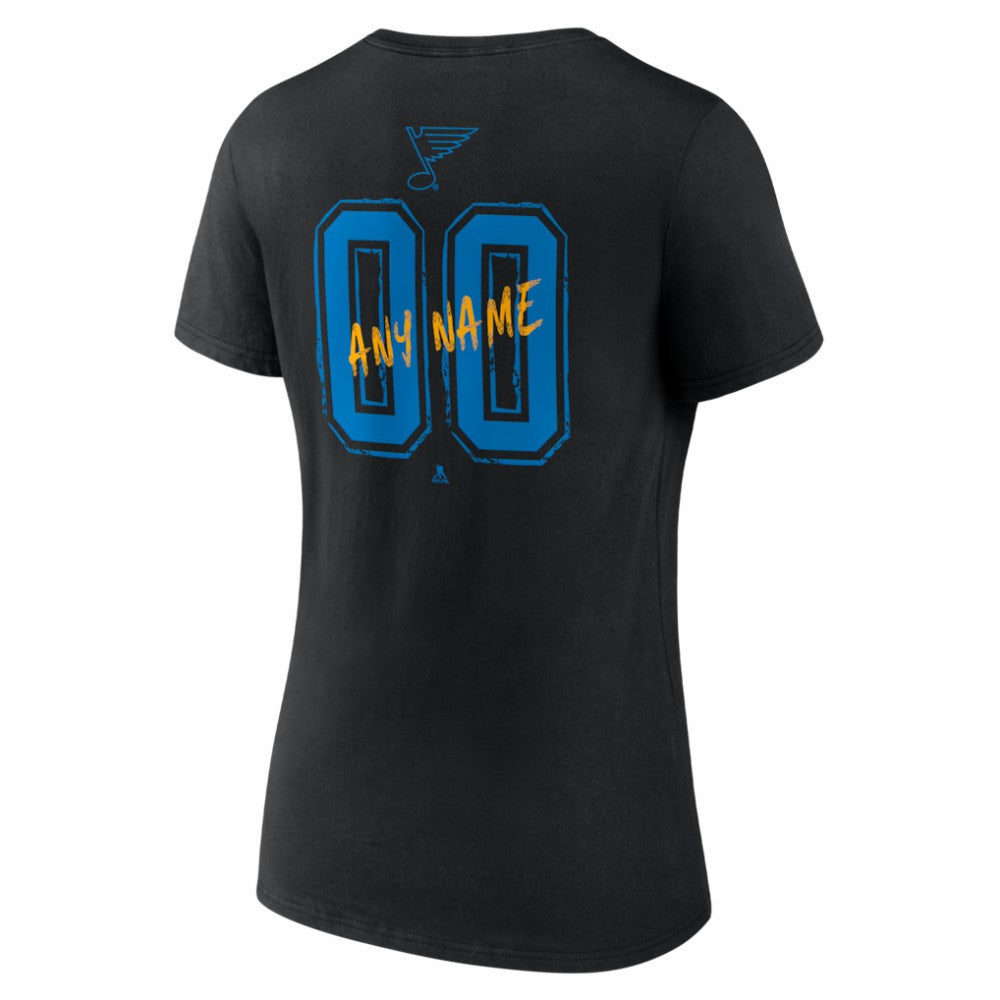 St. Louis Blues Women's Hustle Personalized Name & Number V-Neck T-Shirt - Black - NHL 203921114
