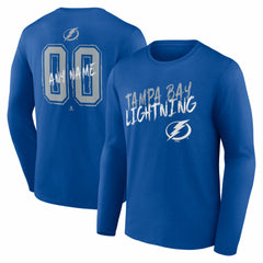 Tampa Bay Lightning Hustle Personalized Name & Number Long Sleeve T-Shirt - Blue - NHL 203921116