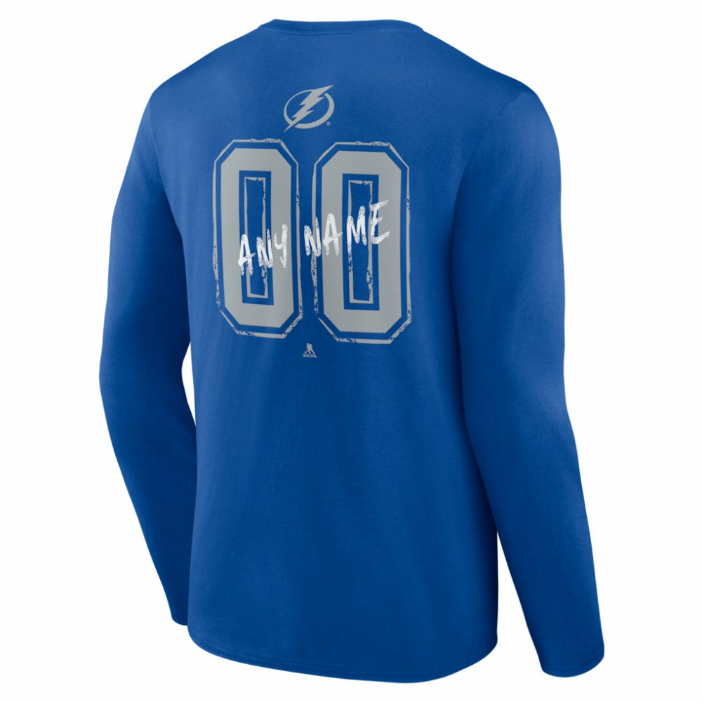 Tampa Bay Lightning Hustle Personalized Name & Number Long Sleeve T-Shirt - Blue - NHL 203921116