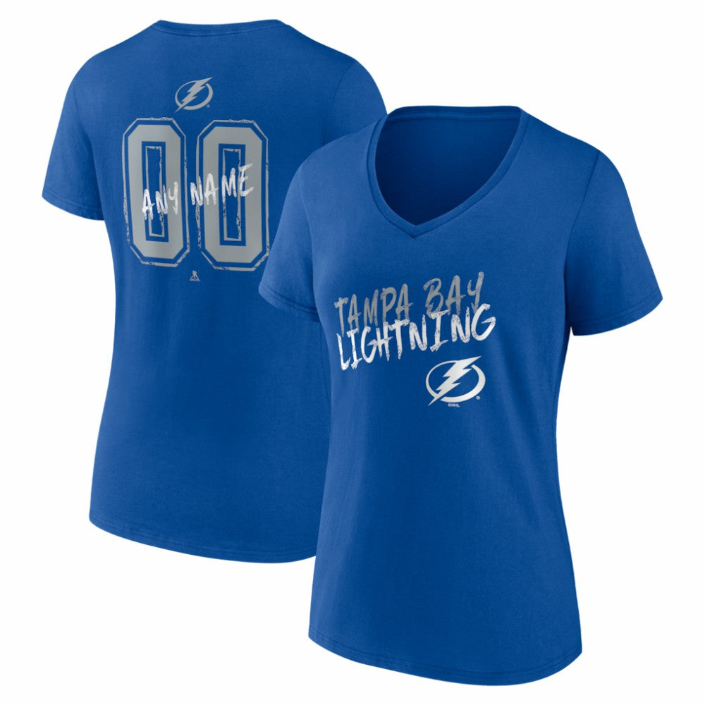 Tampa Bay Lightning Women's Hustle Personalized Name & Number V-Neck T-Shirt - Blue - NHL 203921118