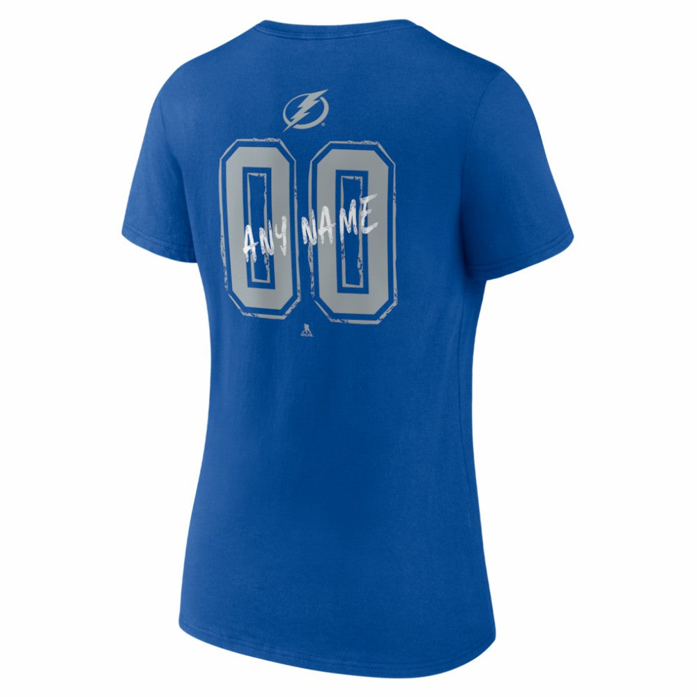 Tampa Bay Lightning Women's Hustle Personalized Name & Number V-Neck T-Shirt - Blue - NHL 203921118
