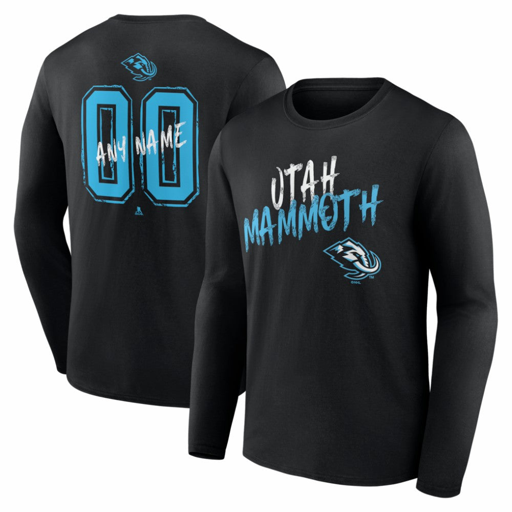 Utah Mammoth Hustle Personalized Name & Number Long Sleeve T-Shirt - Black - NHL 203921125