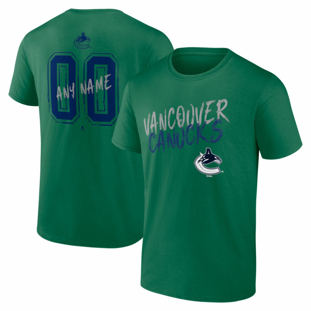 Vancouver Canucks Hustle Personalized Name & Number T-Shirt - Green - NHL 203921129