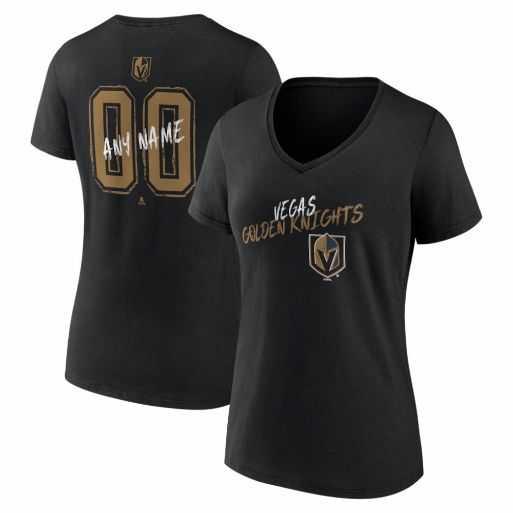 Vegas Golden Knights Women's Hustle Personalized Name & Number V-Neck T-Shirt - Black - NHL 203921135