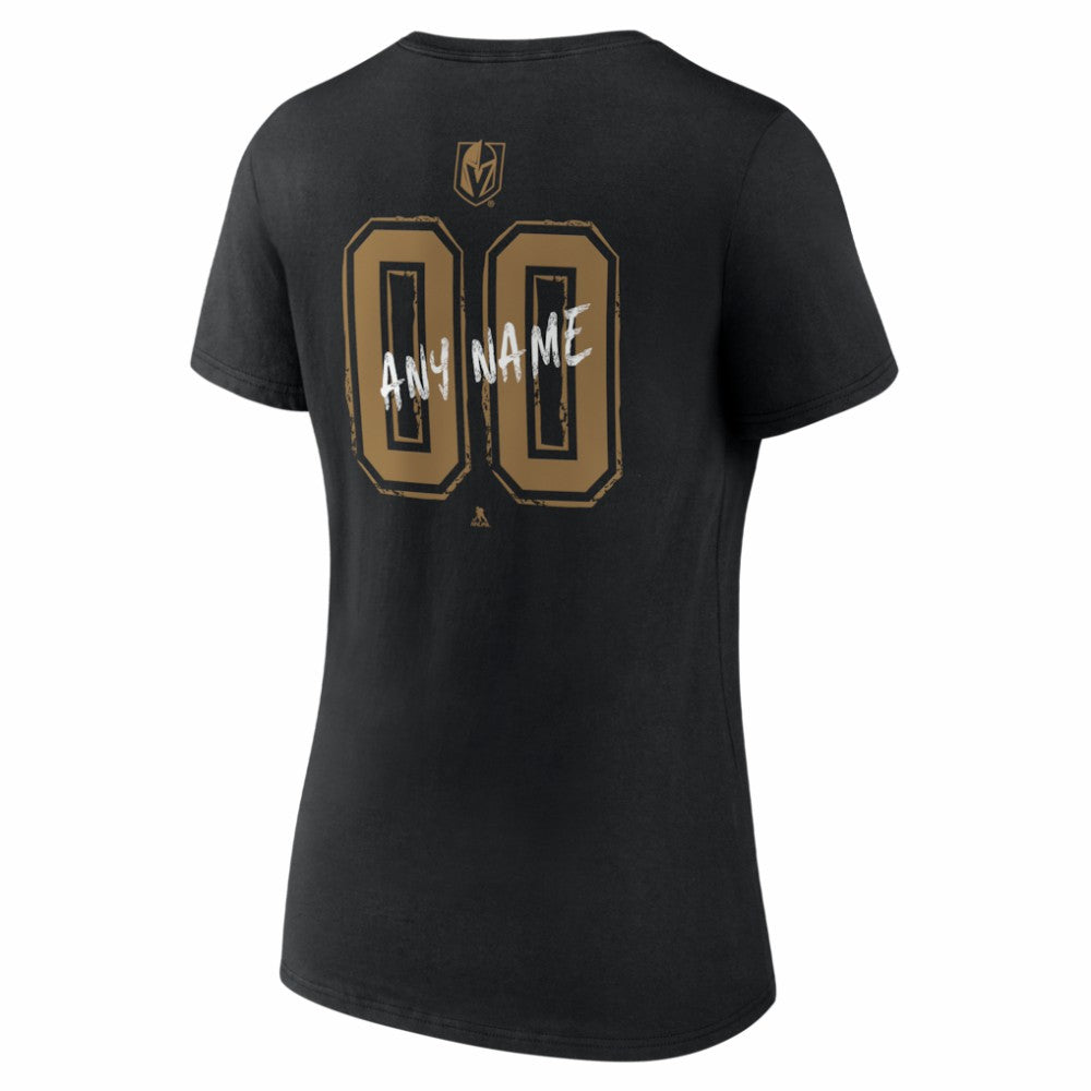 Vegas Golden Knights Women's Hustle Personalized Name & Number V-Neck T-Shirt - Black - NHL 203921135