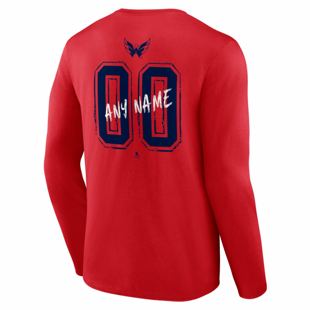 Washington Capitals Hustle Personalized Name & Number Long Sleeve T-Shirt - Red - NHL 203921137