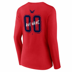 Washington Capitals Women's Hustle Personalized Name & Number Long Sleeve V-Neck T-Shirt - Red - NHL 203921140