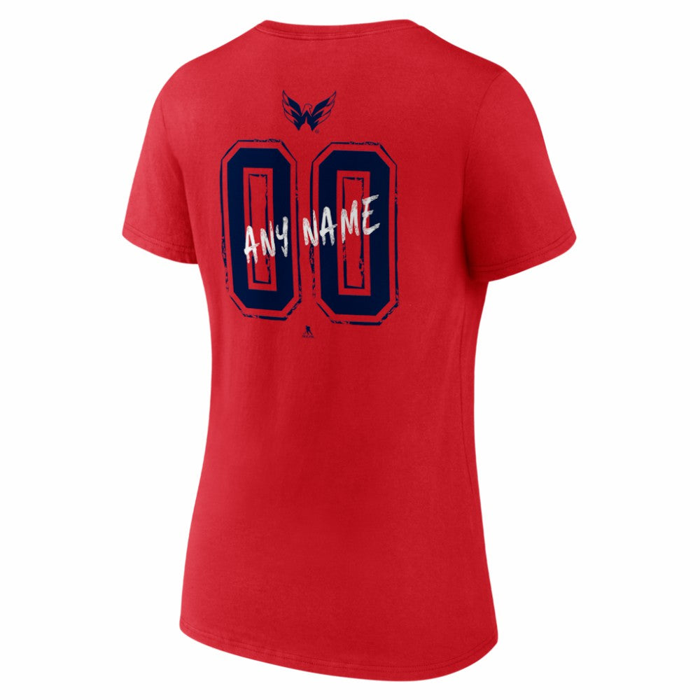 Washington Capitals Women's Hustle Personalized Name & Number V-Neck T-Shirt - Red - NHL 203921141
