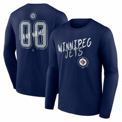 Winnipeg Jets Hustle Personalized Name & Number Long Sleeve T-Shirt - Navy - NHL 203921144