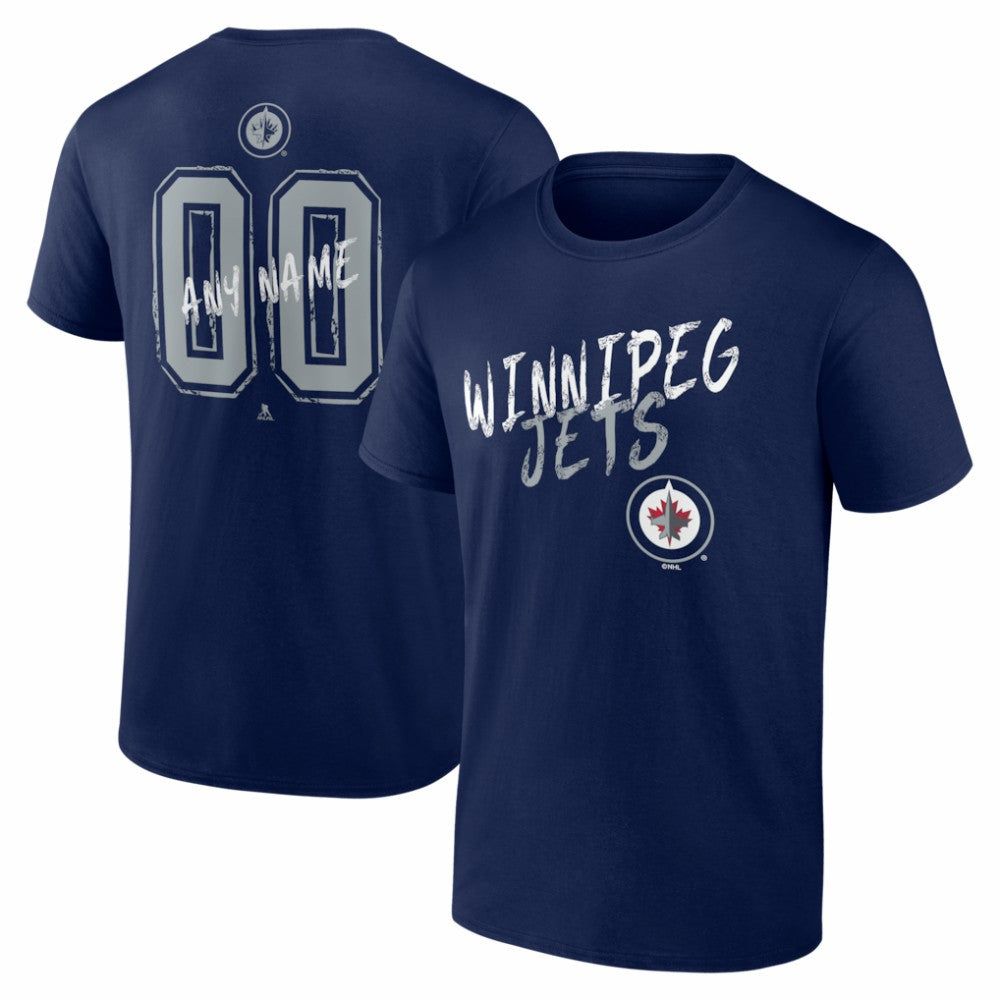 Winnipeg Jets Hustle Personalized Name & Number T-Shirt - Navy - NHL 203921146