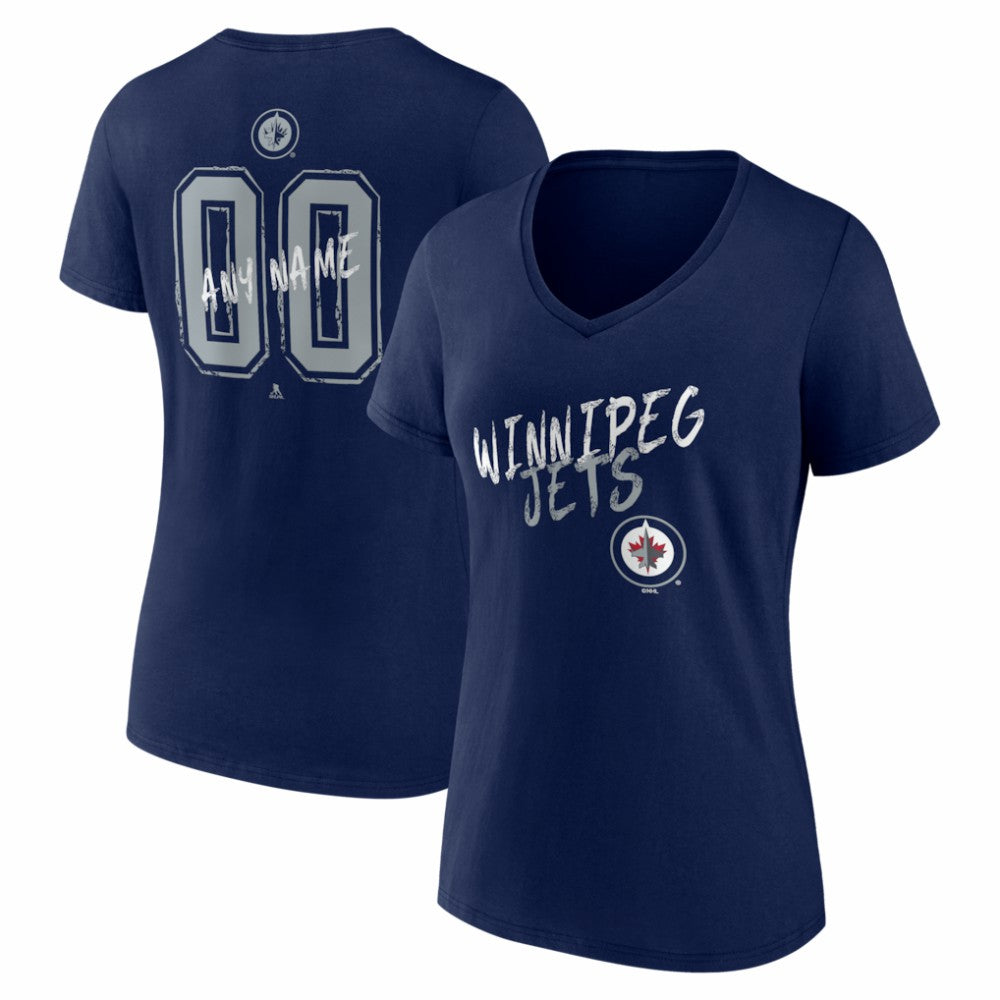 Winnipeg Jets Women's Hustle Personalized Name & Number V-Neck T-Shirt - Navy - NHL 203921147