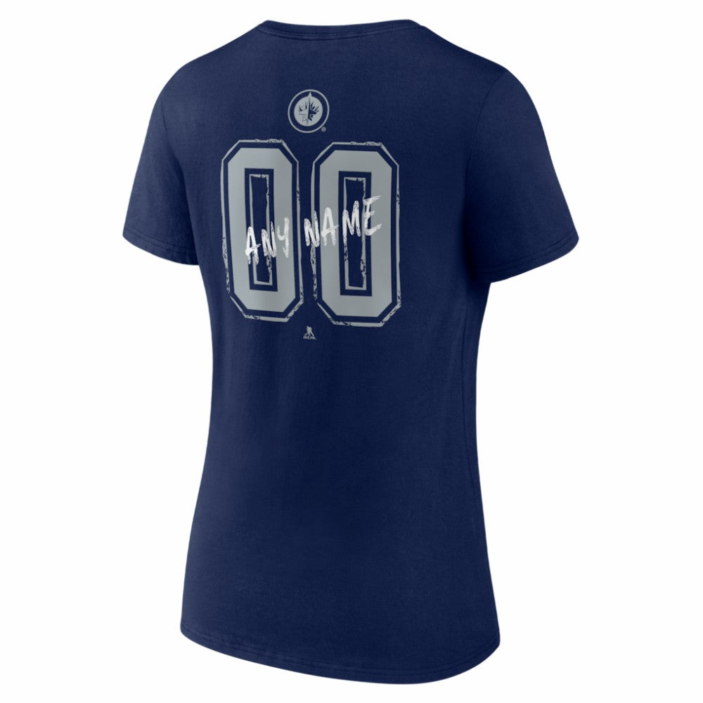 Winnipeg Jets Women's Hustle Personalized Name & Number V-Neck T-Shirt - Navy - NHL 203921147