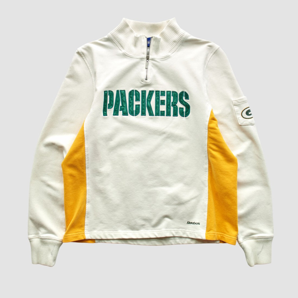 Fanatics Green Bay Packers Reebok 2000s 1/4 Zip Sweatshirt White Vintage