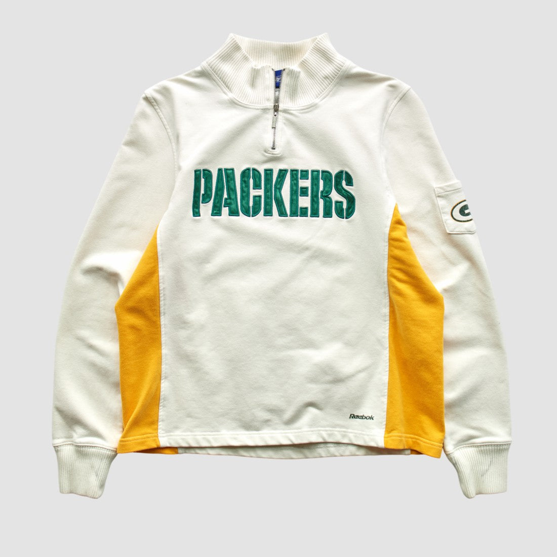 Fanatics Green Bay Packers Reebok 2000s 1/4 Zip Sweatshirt White Vintage