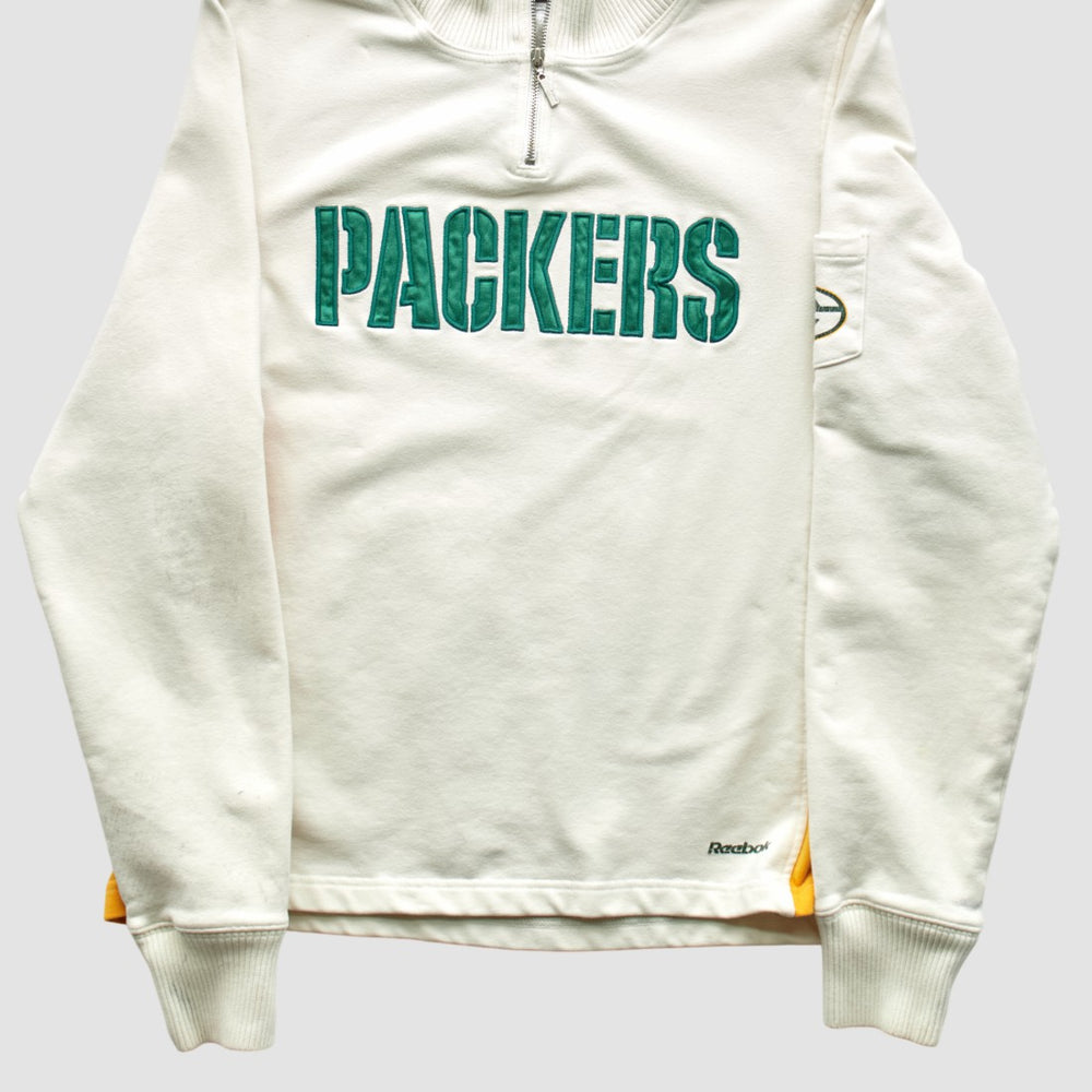 Fanatics Green Bay Packers Reebok 2000s 1/4 Zip Sweatshirt White Vintage