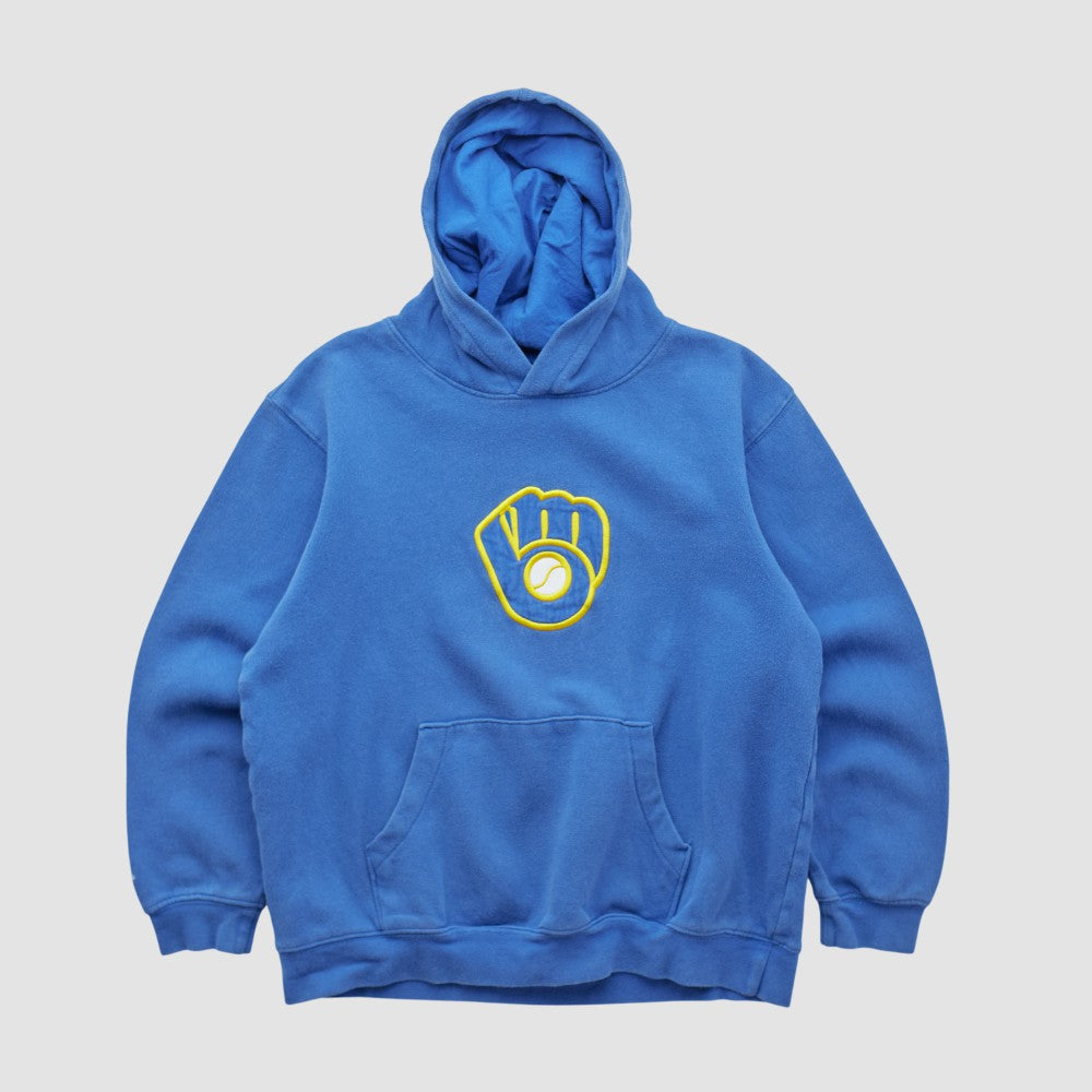 Milwaukee Brewers Majestic 2000s Hooded Pullover Sweatshirt - Blue - Yth XVintage - Fanatics Sale