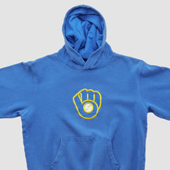 Milwaukee Brewers Majestic 2000s Hooded Pullover Sweatshirt - Blue - Yth XVintage - Fanatics Sale