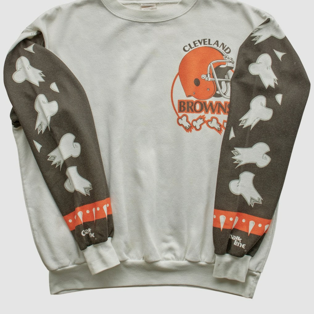 Fanatics Cleveland Browns Chalk Line 90s Pullover Sweatshirt White Vintage