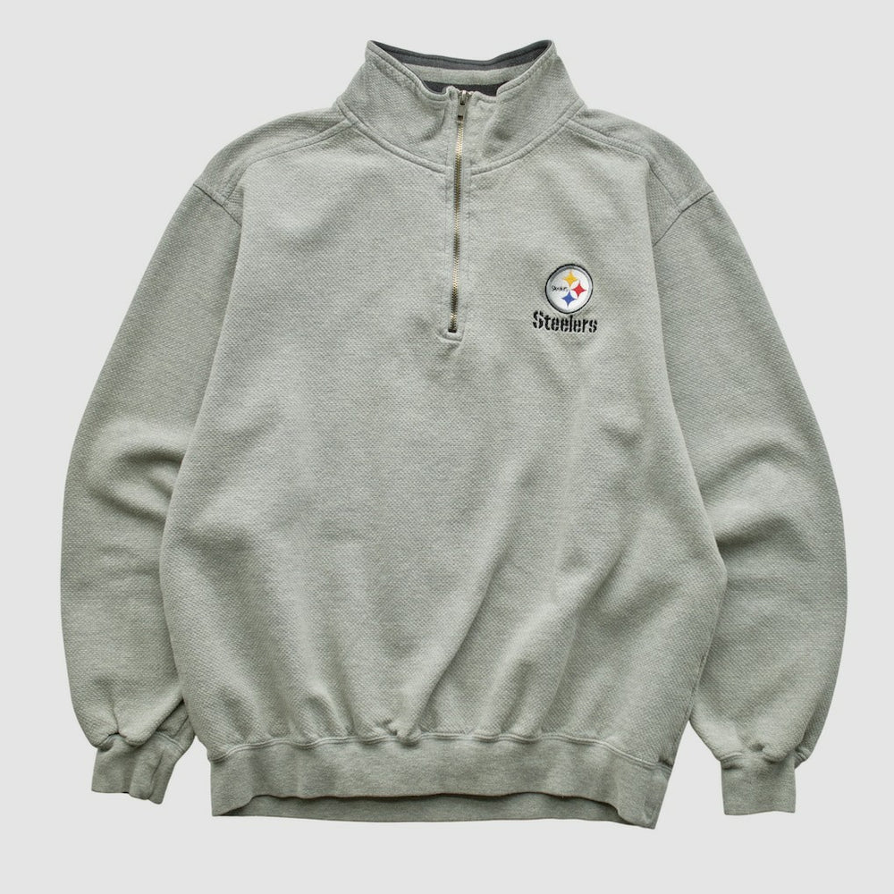 Fanatics Pittsburgh Steelers Lee Sport 90s 1/4 Zip Sweatshirt Heather Gray Vintage